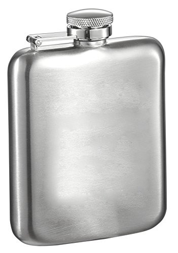 Visol "Podova" Stainless Steel Hip Flask, Satin Finish, 6-Ounce, Chrome