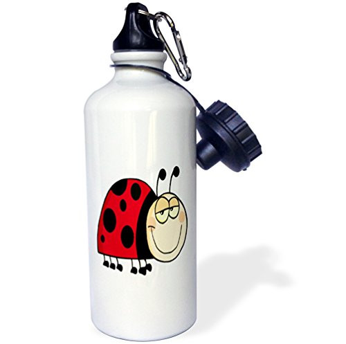 3dRose wb_118615_1 Cute Silly Cartoon Baby Cow Calf Gray Sports Water Bottle, 21 oz, White