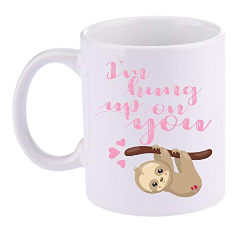 Sloth I_m Hung Up On You Cute Coffee Cup  Valentine_s Day Farmhouse Gift 11 Ounce Ceramic Mug