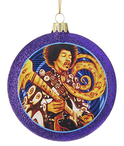 Kurt S. Adler Kurt Adler 100MM Double-Sided Jimi Hendrix Glass Disc Ornament