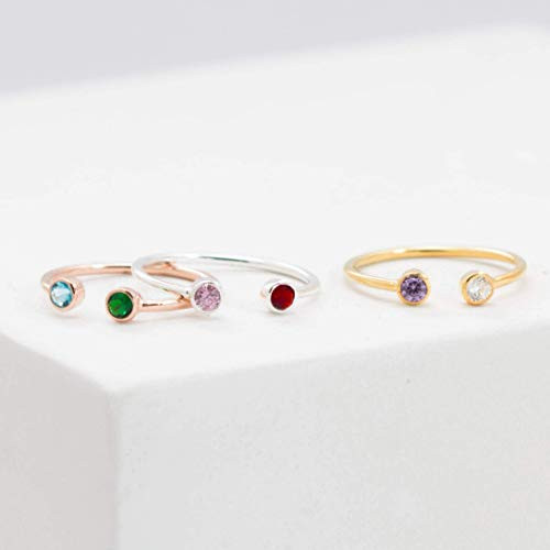 Dual Birthstone Ring Mothers Ring Two 