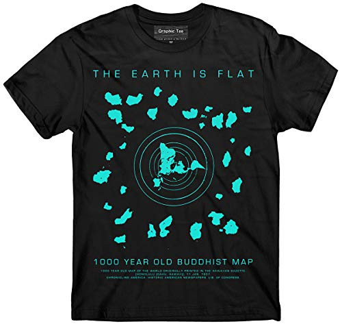 Flat Earth t-Shirt  Buddhist Map  Earth is Flat  Firmament  NASA Lies  Hoax  Now Black