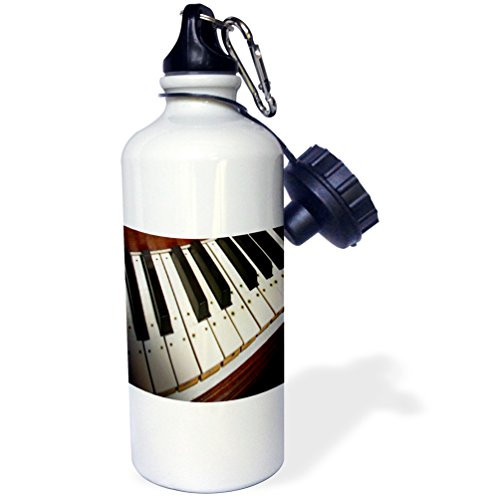 3dRose wb_20682_1 Piano Keys Sports Water Bottle, 21 oz, White