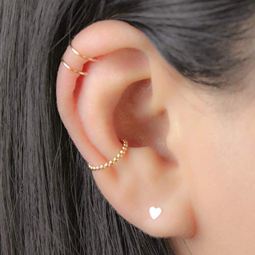 14K Gold Filled Beaded Ear Cuff for Non-Pierced Ears. Fake Faux Conch Ear Piercing.