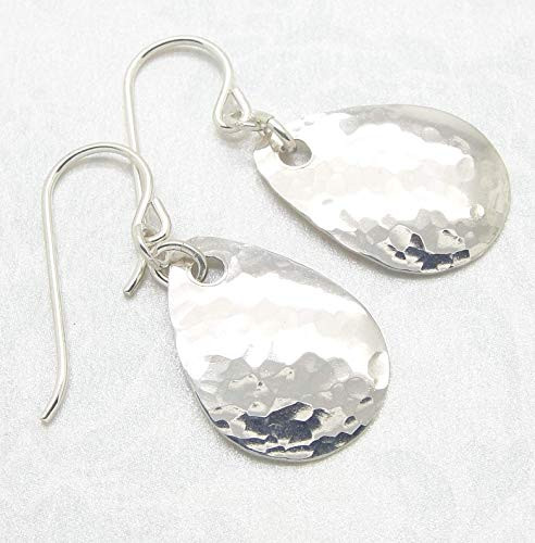 Extra Small 3 4 Inch Sterling Silver Hammered Teardrop Earrings
