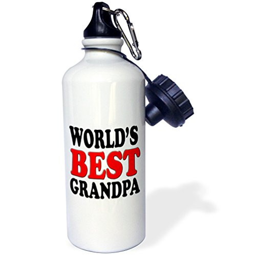 3dRose wb_149780_1 "World's Best Grandpa, Red, " Sports Water Bottle, 21 oz, White