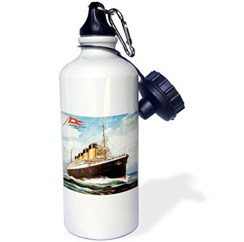 3dRose Vintage Star Line S.S. Titanic Sports Water Bottle, 21 oz, White