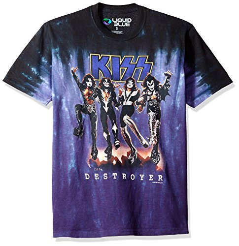 Liquid Blue Men_s Plus Size Kiss Destroyer Glow in The Dark Short Sleeve T-Shirt  Tie Dye Multi  Small