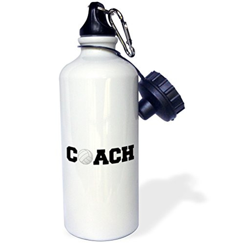 3dRose wb_192410_1 coach, black letters with volleyball on white background - Sports Water Bottle, 21oz