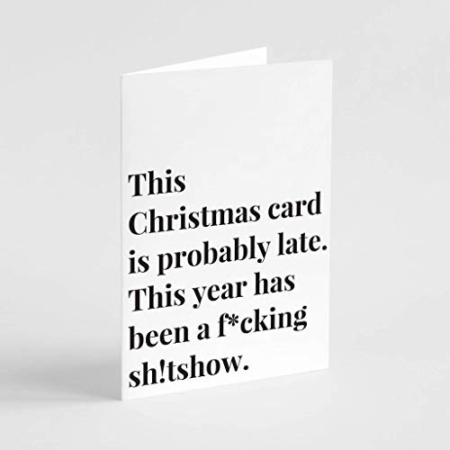 Funny Christmas Cards for Late People - 24 Cards w White Envelopes - This Card Is Probably Late Designs - Personalized Stationery Printed in the USA by RitzyRose