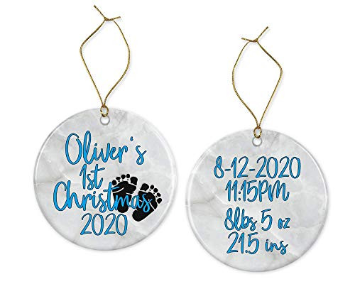 Personalized baby_s 1st Christmas ornament for baby boy - birth stats ornament 2020 - newborn first ornament