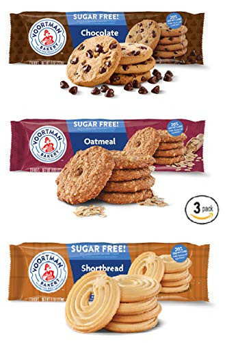 Voortman Sugar Free Cookies - Chocolate Chip Cookies - Shortbread Swirl - Oatmeal - BUNDLE 3 Pack - 8 OZ each