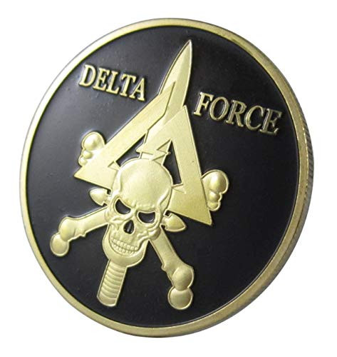 U.S. United States Army USA - Skull - Delta Force - Gold Plated Challenge Coin