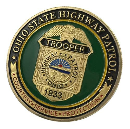 U.S. United States - Ohio State Highway Patrol - Trooper - Courtesy Service Protection - Gold Plated Police Challenge Coin