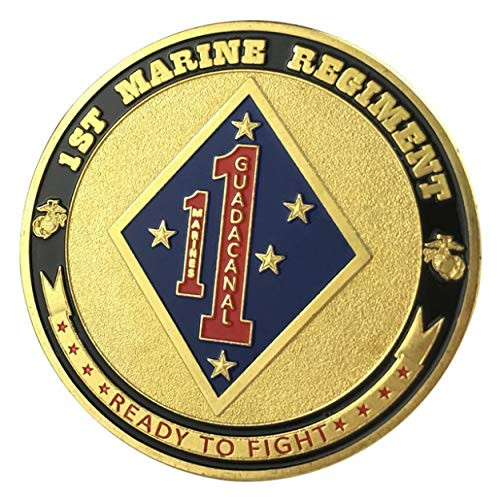 U.S. United States Marine Corps USMC - 1st Marine Regiment - Ready to Fight - Gold Plated Challenge Coin