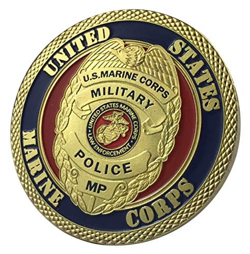 U.S. United States Marine Corps USMC - Military Police MP - Gold Plated Challenge Coin