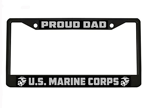 BISIRI Proud Dad U.S. Marine Corps Military Black Metal Auto License Plate Frame Car Tag Holder BISIRI Proud Dad U.S. Marine Corps Military Black Metal Auto License Plate Frame Car Tag Holder