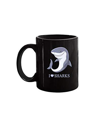 I Heart Love Sharks Happy Great White Shark T Mug 11 oz