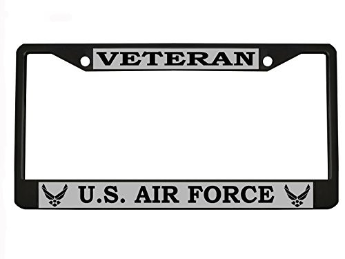 BISIRI U.S. Air Force Veteran Military Black Metal Auto License Plate Frame Car Tag Holder BISIRI U.S. Air Force Veteran Military Black Metal Auto License Plate Frame Car Tag Holder