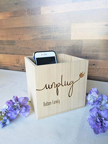 Unplug Phone Box Crate - Wood Cell Phone Holder