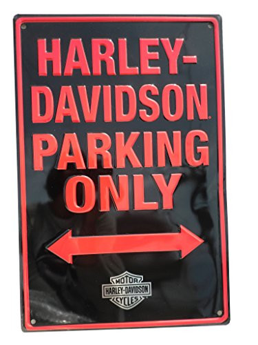 Harley-Davidson Tin Sign, H-D Embossed Parking Only Sign, Black 2010971