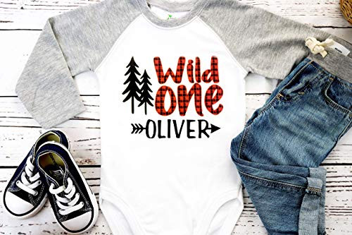 Wild one buffalo plaid birthday shirt first birthday wild one boy shirt wild one lumberjack birthday T-shirt plaid wild one arrow boys shirt