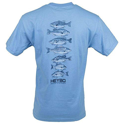 Heybo Outdoors Stack of Bass Short Sleeve T-Shirt  Light Blue  X-Large