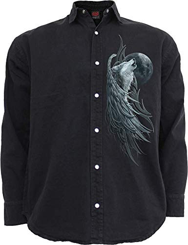 Spiral - Wolf Spirit - Longsleeve Stone Washed Worker Black - M