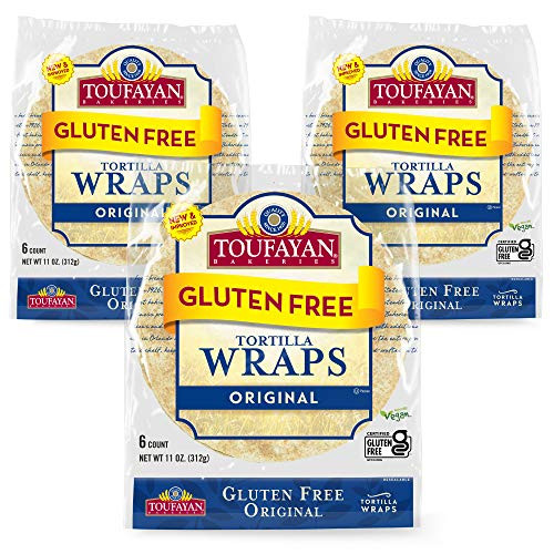Toufayan Bakery  Plain Original Gluten Free Wraps for Sandwiches  Tortillas  Burritos and Snacks  Gluten Free  Naturally Vegan and Kosher -Original  3 Pack-