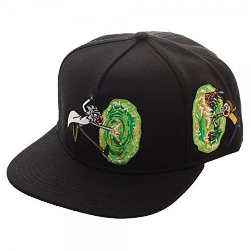 Rick and Morty Portal Black Adult Swim Snapback Hat Black One Size
