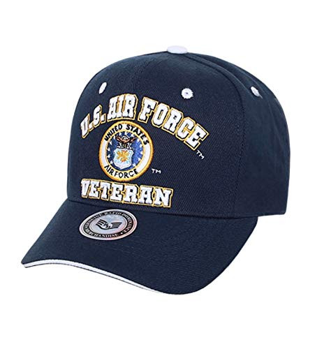 US Air Force Veteran Embroidered Baseball Cap Hat -Navy Blue-