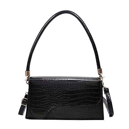 AMHDV Retro Classic Clutch Shoulder Bag Crocodile Pattern Small Crossbody Handbag for Women -02black-