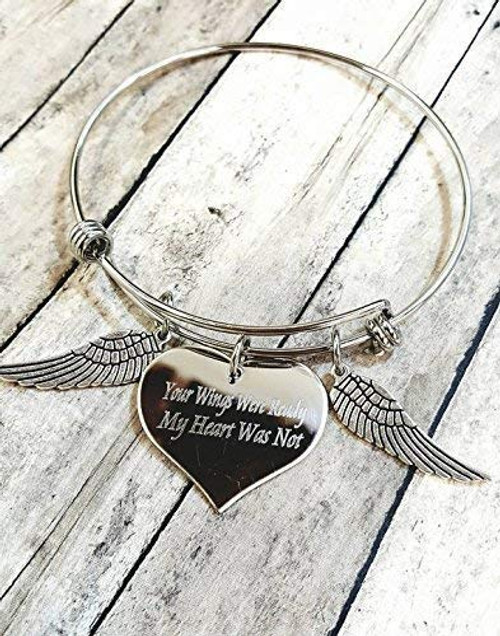 Your Wings Were Ready My Heart Was Not Charm Bracelet Memorial Gift Loss of Loved One mom mother dad father son grief mourning remembrance jewelryy Your Wings Were Ready My Heart Was Not Charm Bracelet Memorial Gift Loss of Loved One mom mother dad father son grief mourning remembrance jewelryy