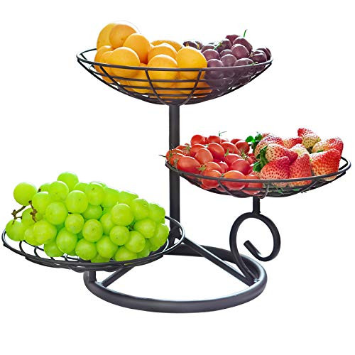 Kingrol 3-Tire Fruit Basket Bowl Metal Wire Baskets Standing Baskets for Fruit Vegetable Produce Bread Snacks Potpourris Kingrol 3-Tire Fruit Basket Bowl Metal Wire Baskets Standing Baskets for Fruit Vegetable Produce Bread Snacks Potpourris