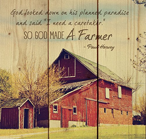 P. GRAHAM DUNN So God Made a Farmer Old Red Barn 10 x 10 Wood Pallet Design Wall Art Sign Plaque