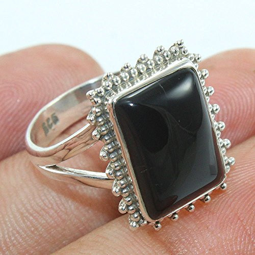 Solid 925 Sterling Silver Rings for Women  and  Girls  Sterling Silver Black Onyx Ring Fashion Mothers Day Gift  Bridesmaid Gift  Handmade Jewelry