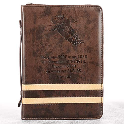 Two-Tone Stripe Isaiah 40 31  Faux Leather Bible Cover -Medium-