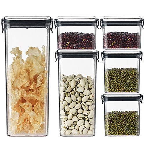 Cereal Container Set Food Storage Containers - Shopwithgreen Airtight Dry Food Storage Jars Set of 6  Kitchen  and  Pantry Organization for Flour  Sugar  Cereal  and  More-Plastic Canisters with Durable Lids