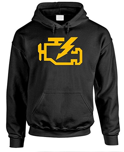 CHECK ENGINE LIGHT mechanic auto repair - Mens Pullover Hoodie  XL  Black
