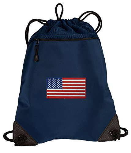 BROAD BAY USA Flag Drawstring Backpack American Flag Cinch Bag - UNIQUE MESH  and  M