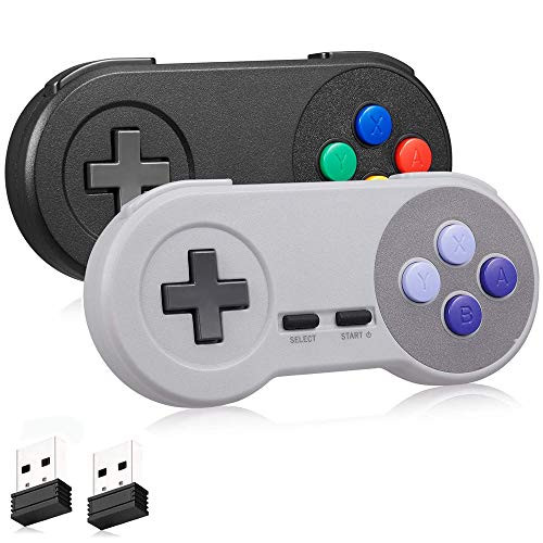 2 Pack SNES Wireless Controller for Retro  and  Switch Games  kiwitatá 2.4ghz Rechargeable SNES Classic Wireless USB PC Game Controller Gamepad for Windows PC MAC Linux Raspberry Pi