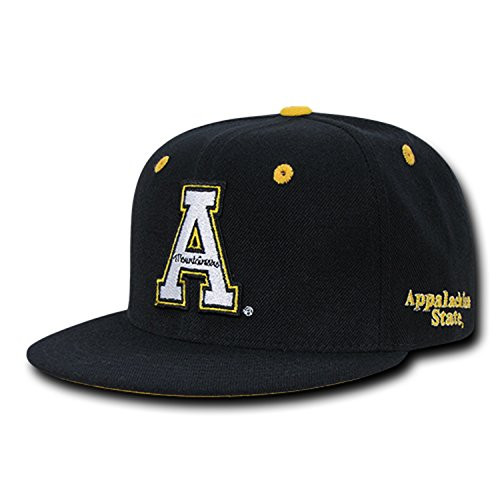Black ASU Appalachian App State Mountaineers NCAA Retro Flat Bill Officially Licensed Snapback Baseball Cap Hat