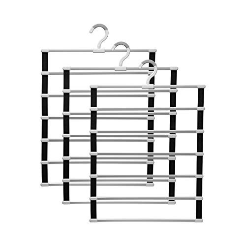 IMHO Pants Hangers Trousers Hangers  Metal Clothes Hangers Closet Space Saving for Pants Jeans Scarf Hanging 3pcs
