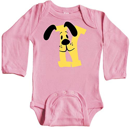 inktastic Cute N Monogram Doggie Long Sleeve Creeper 12 Months Light Pink 3c8dd