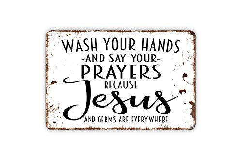 Wash Your Hands And Say Your Prayers Bathroom Funny Custom Metal Sign