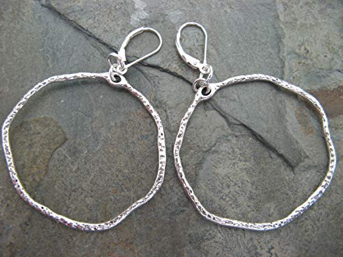 Mixed Metals Wavy Hoops on Sterling Silver Leverback Earrings Boho Artisan Jewelry Mixed Metals Wavy Hoops on Sterling Silver Leverback Earrings Boho Artisan Jewelry