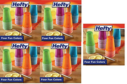 Hefty Disposable Plastic Cups in Assorted Colors - 16 Ounce  100 Count - 2 Pack