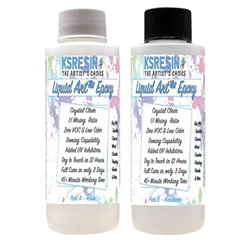 Liquid Art Clear Epoxy Resin Coating for Canvas  and  Wood Art - 8oz Kit
