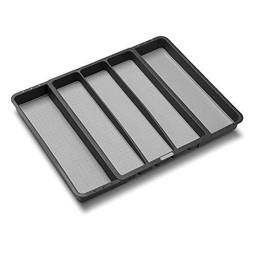 madesmart Classic Expandable Utensil Tray - Granite | CLASSIC COLLECTION | 5-Compartments | Kitchen Organizer | Soft-grip lining and Non-slip Rubber Feet | Easy to Clean | BPA-Free