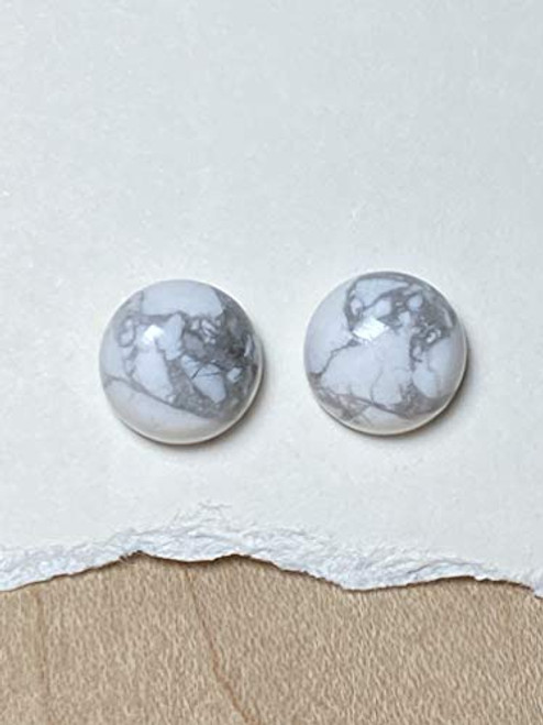 10mm White Howlite Gemstones and Sterling Silver Post Earrings 10mm White Howlite Gemstones and Sterling Silver Post Earrings
